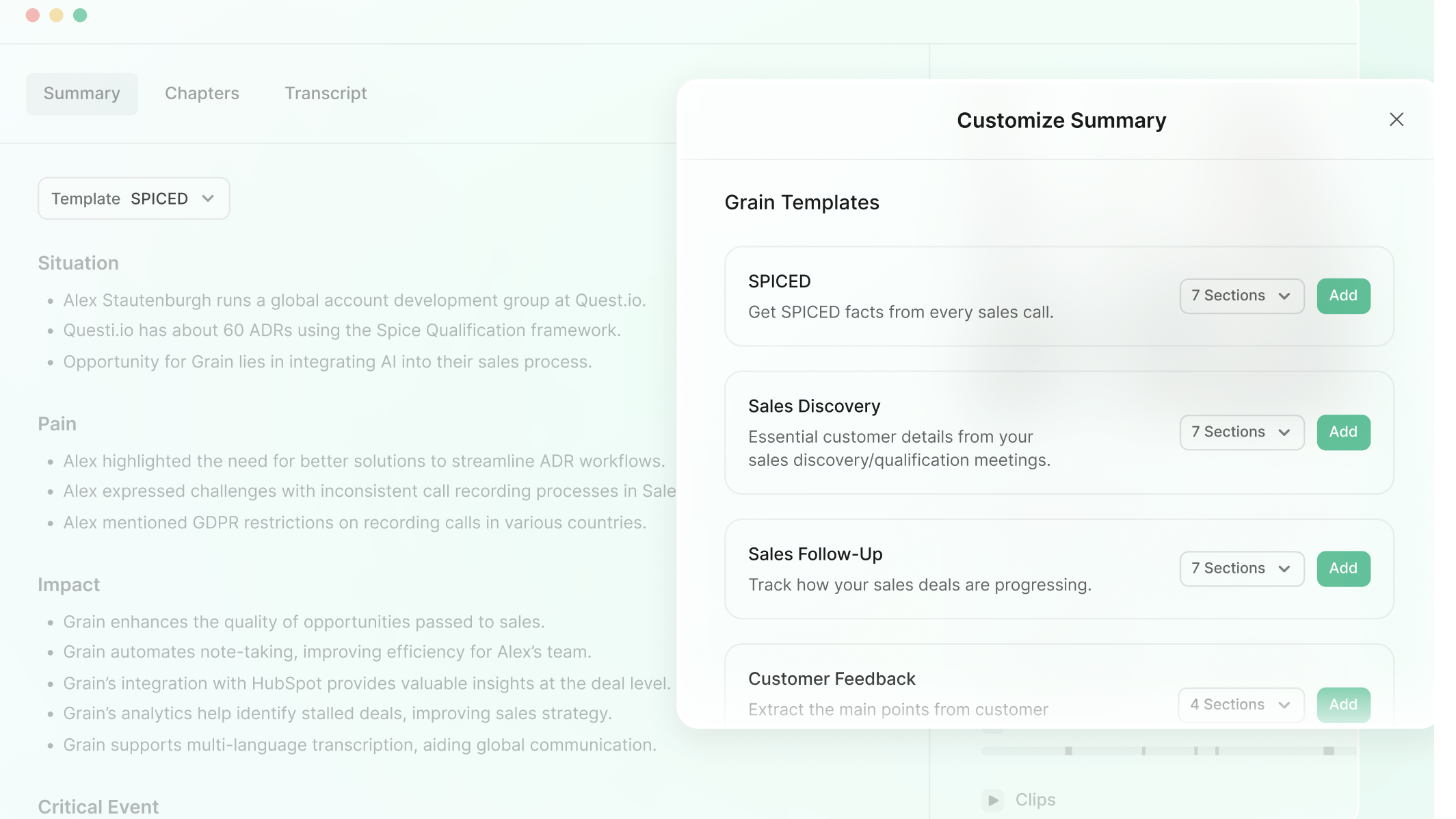 SPICED sales framework.